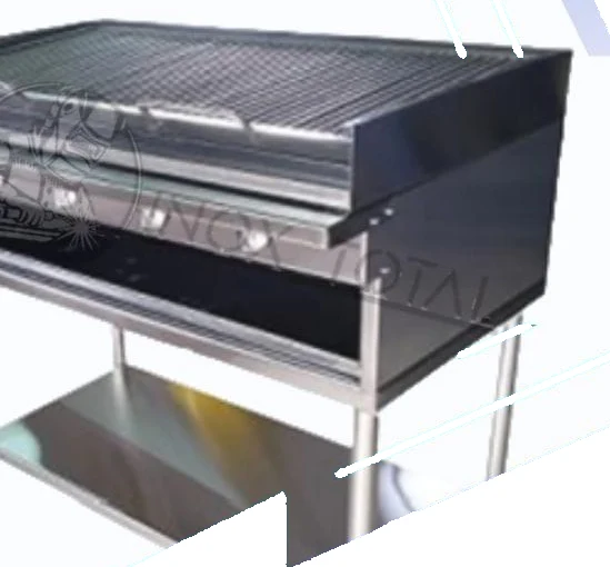 Asador y parrilla de acero inoxidable con piedra volcánica