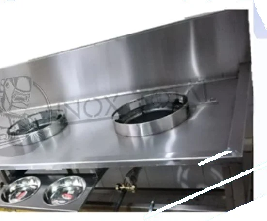 Cocina wok industrial de alta presión en acero inoxidable